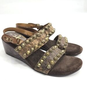 Collen Cordero Studded‎ Sandles Leather Wood Wedge